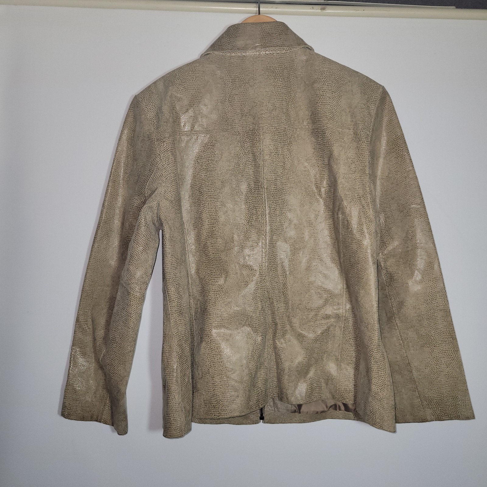 Vintage Leather Jacket X-Large Womens Tan Beige Faux Snakeskin Pebble