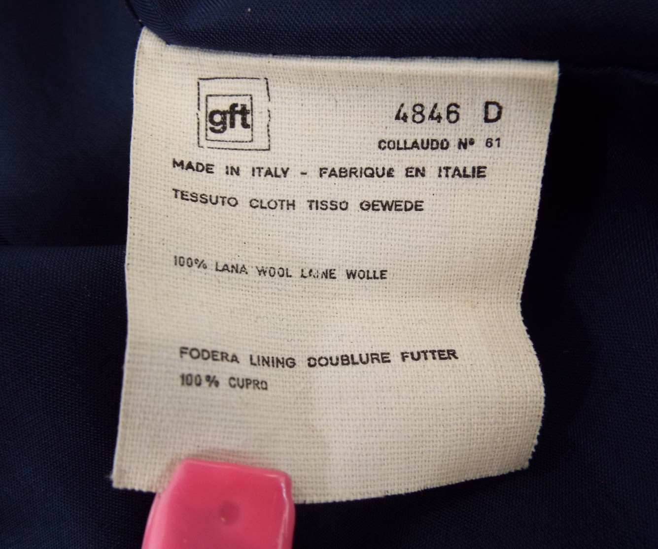 Vintage Giorgio Armani Navy Blue Wool Skirt Suit Double Breasted Blazer 44 Italy