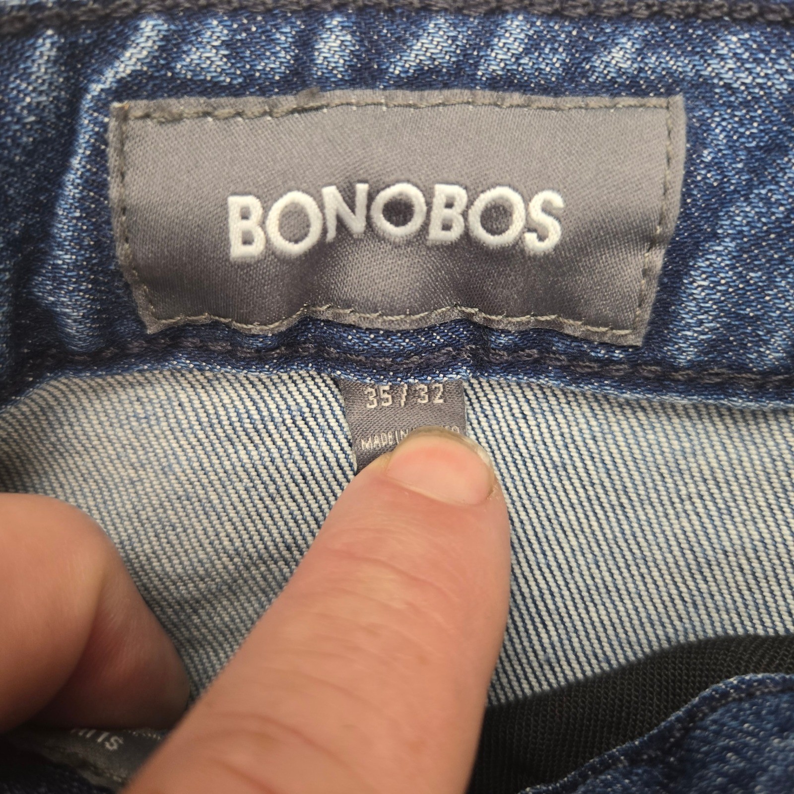 Bonobos Mens Blue Medium Wash Stretch Straight Leg Jeans 35×32 BNX-201 BLW36