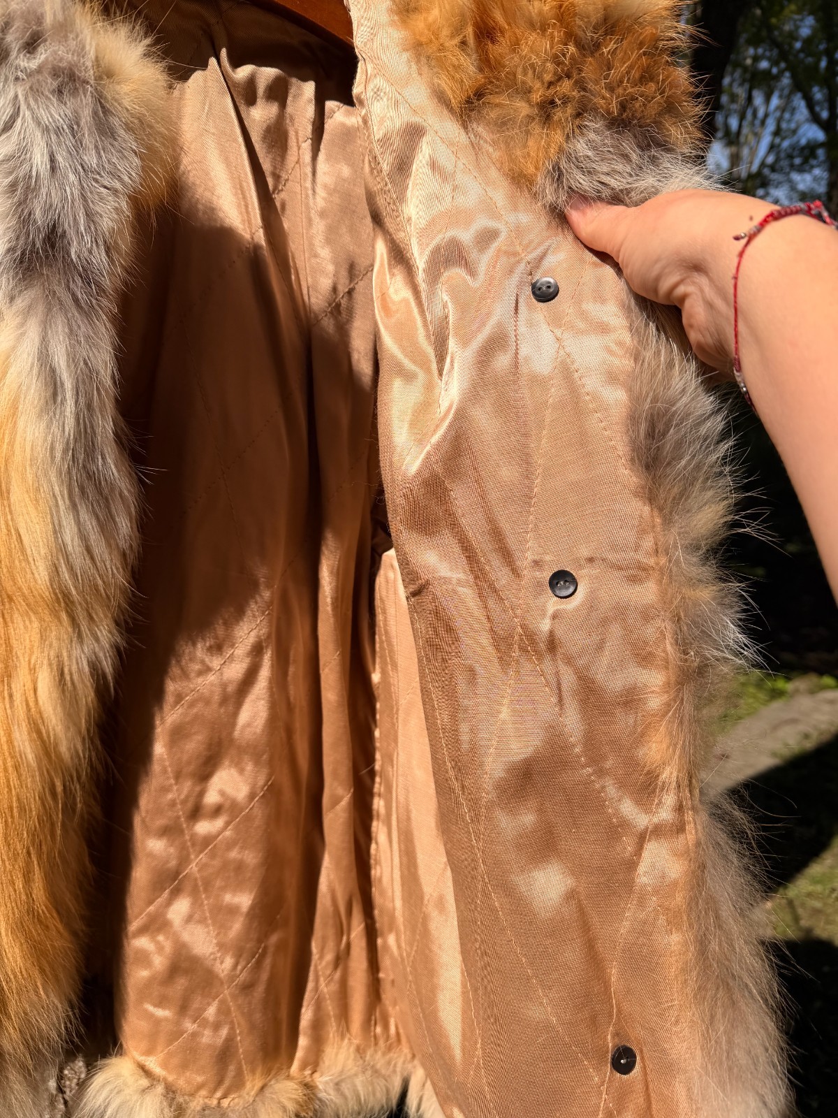 Vintage Red Fox Fur Jacket 70s Boho Festival Coat Multi Tone Long Hair S/M 29”