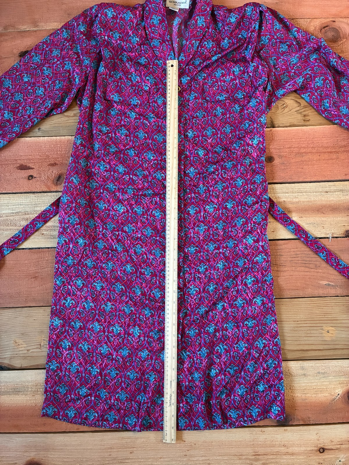 Vintage 80s 90s Schrader Petite Belted Shirt Dress Paisley Cottagecore Prairie
