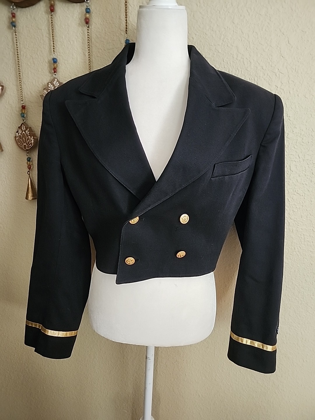 Vintage 80&rsquo;s Forenza Captains Jacket Navy Blue Sz Medium Double Breast Lined