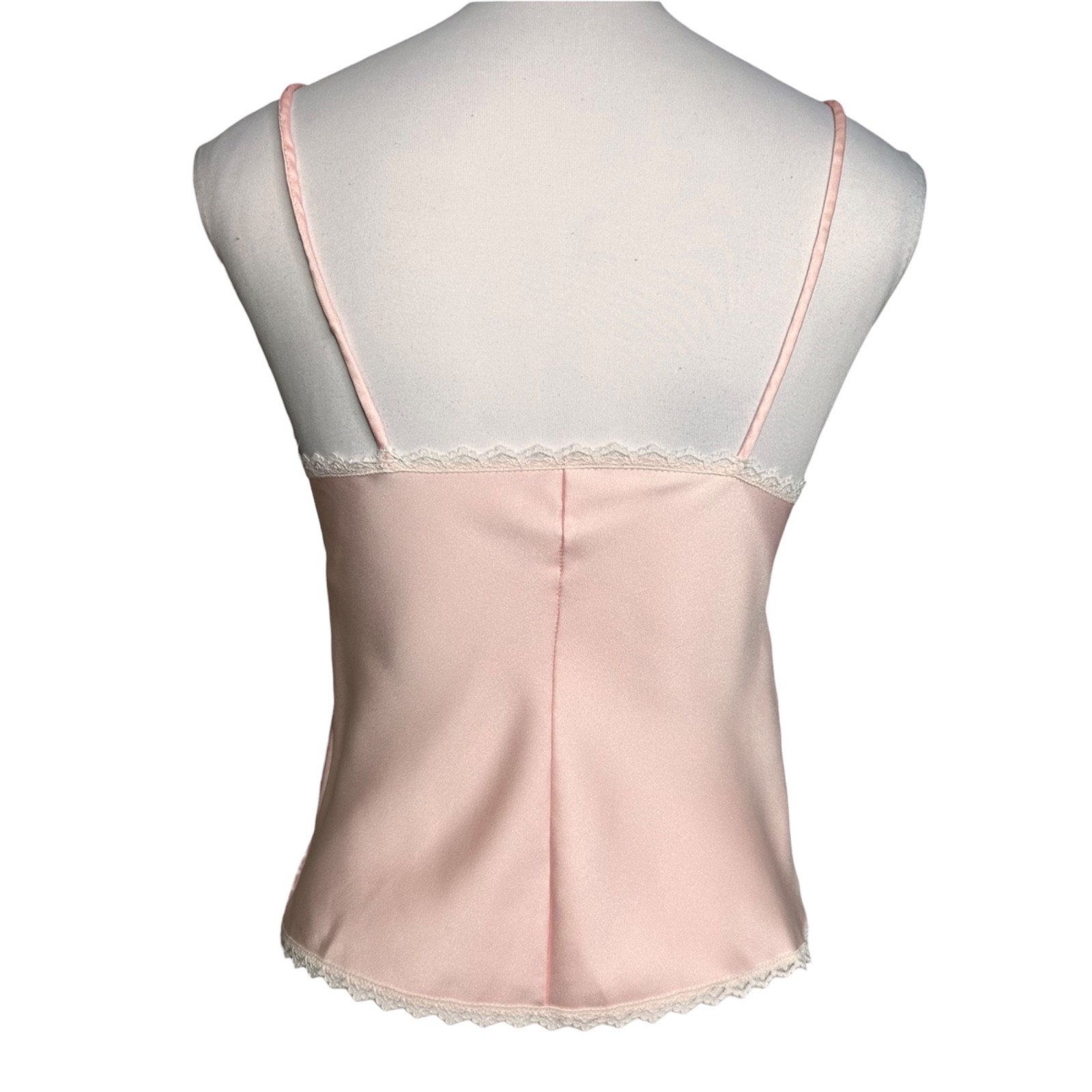 Vintage 80s Fairy Top S Pink Lace Trim Coquette Cottagecore Cami Unbranded