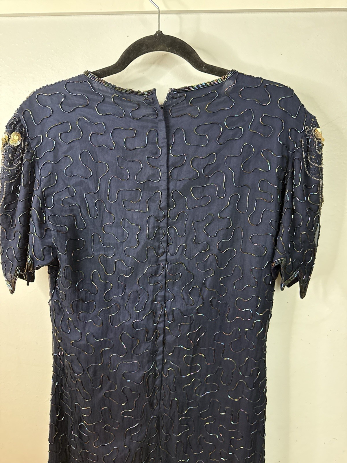 Vintage JAKELIN Designs 100% Silk Beaded Sequin Evening Cocktail Dress L NWT