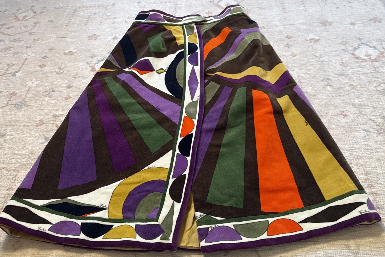 Vintage 1960’s Emilio Pucci For Saks Fifth Avenue Velvet A-Line Skirt XS Mod