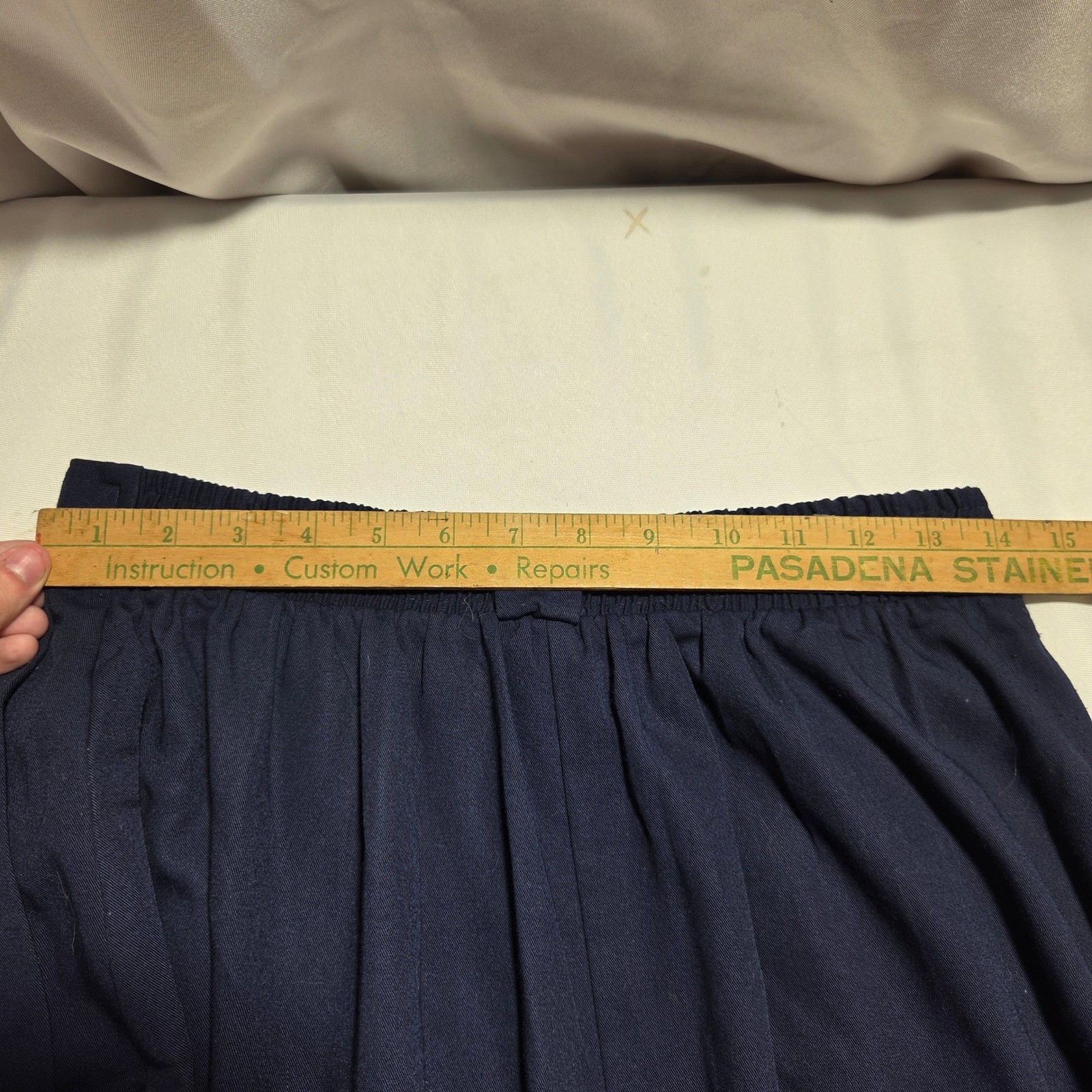 Vintage ILGWU Navy Blue Button Front Midi Skirt Union Made 13-14 Pre 1995