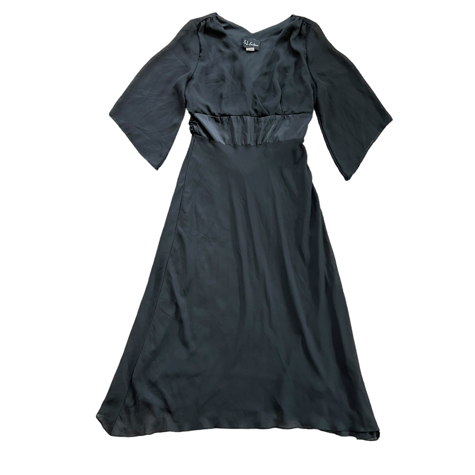 VTG S.L. Fashions Gothic Dress Womens 14 Bell Sleeve Witchy Fairy Whimsy 90s