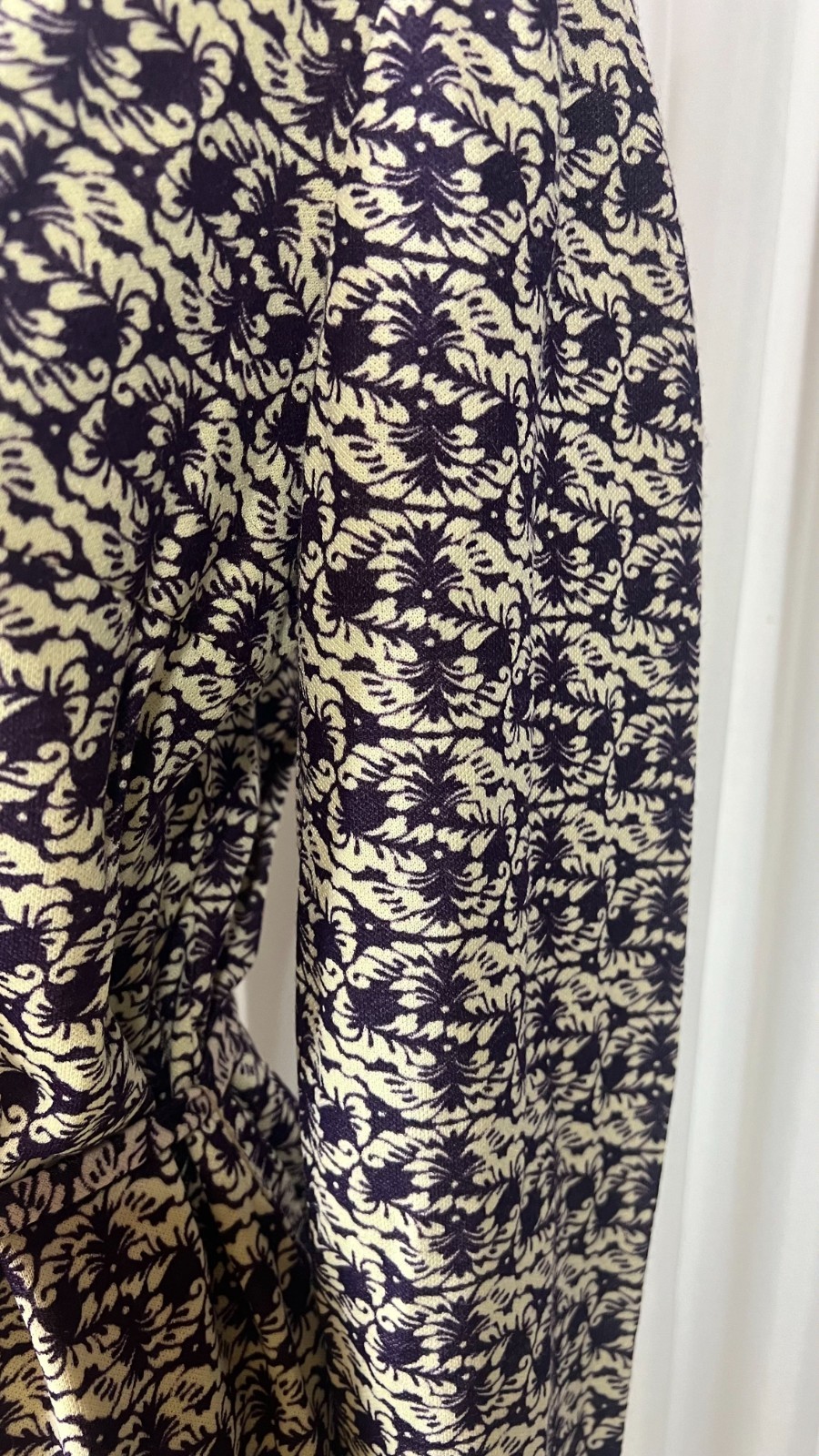 Dacron 70s 80s Polyester Shirtdress Midi Long Sleeve Patterned EU 44 L