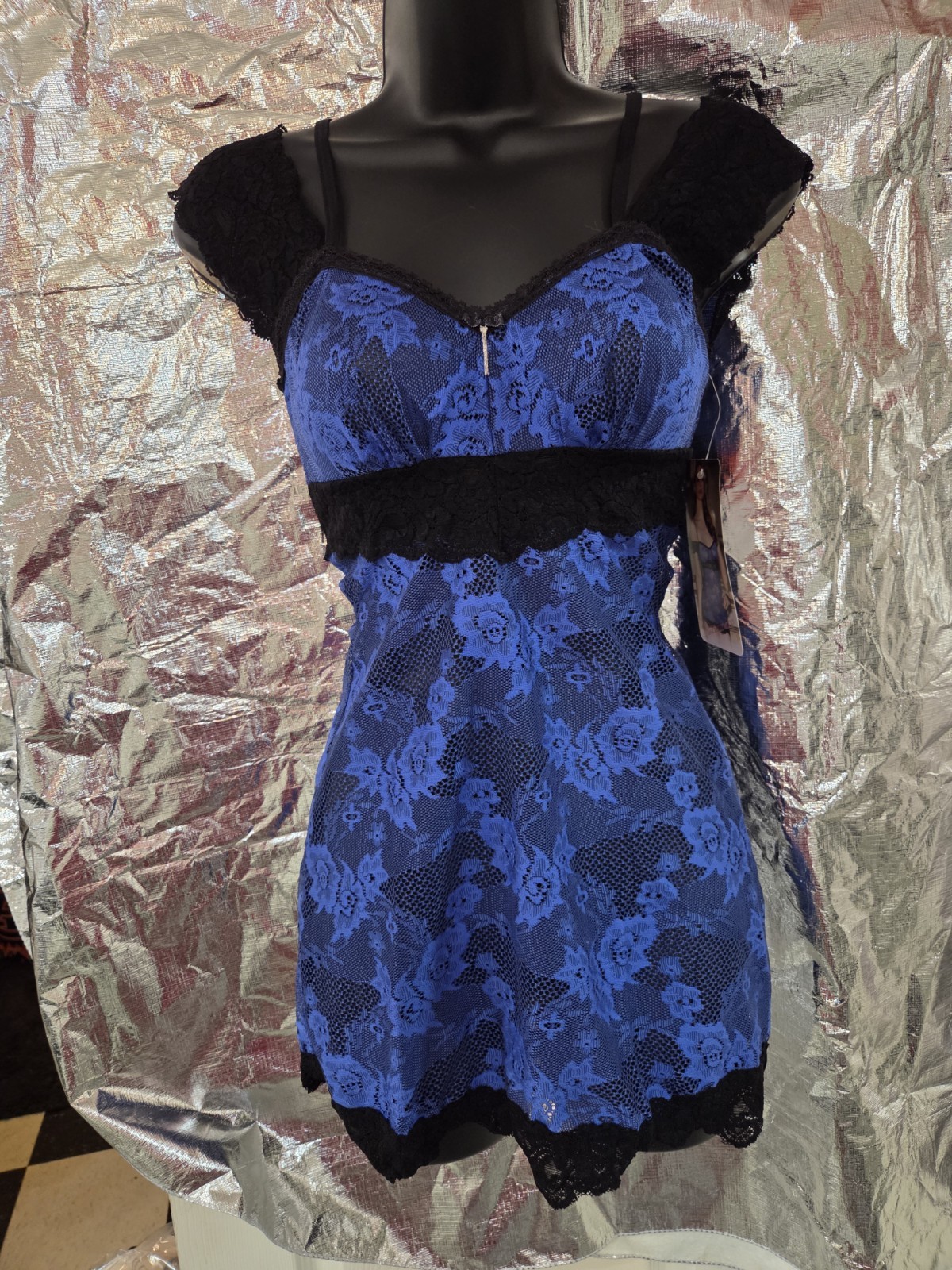 NWT Shirley Of Hollywood Babydoll String Thong 2pc Set Xsmall XS Soft Nylon Lace