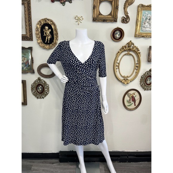 Jones Wear Dress Vintage Polka Dot Wrap Dress Size 10
