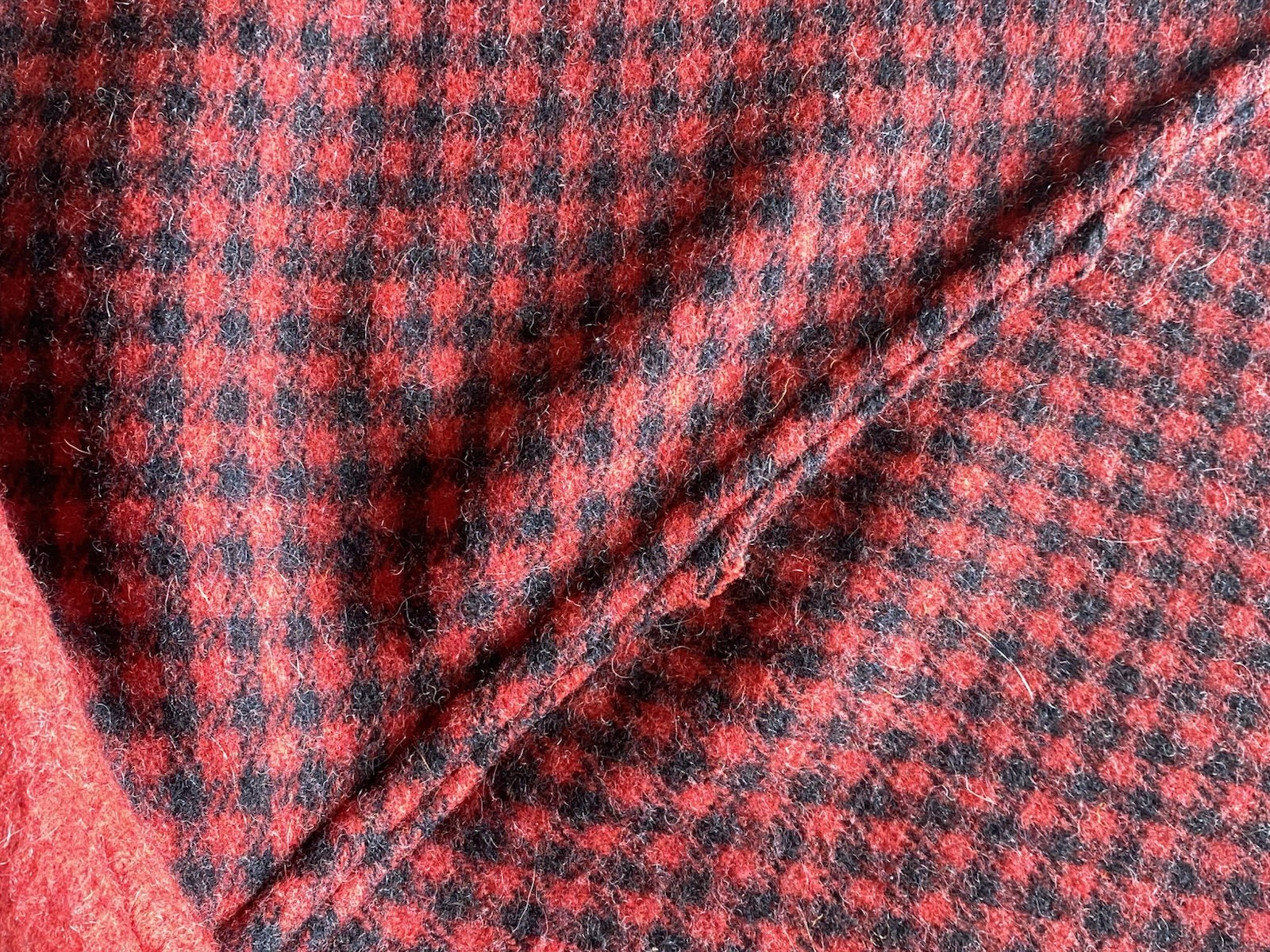 Vintage Wool Cape Red Black Reversible Solid Tartan Plaid Cloak Austrian Buttons