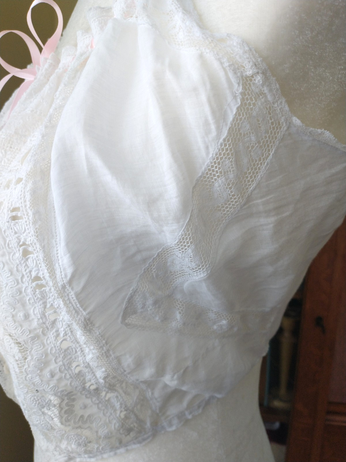 Antique Edwardian Victorian Camisole Corset Cover Camisole Lace-Lace-Lace