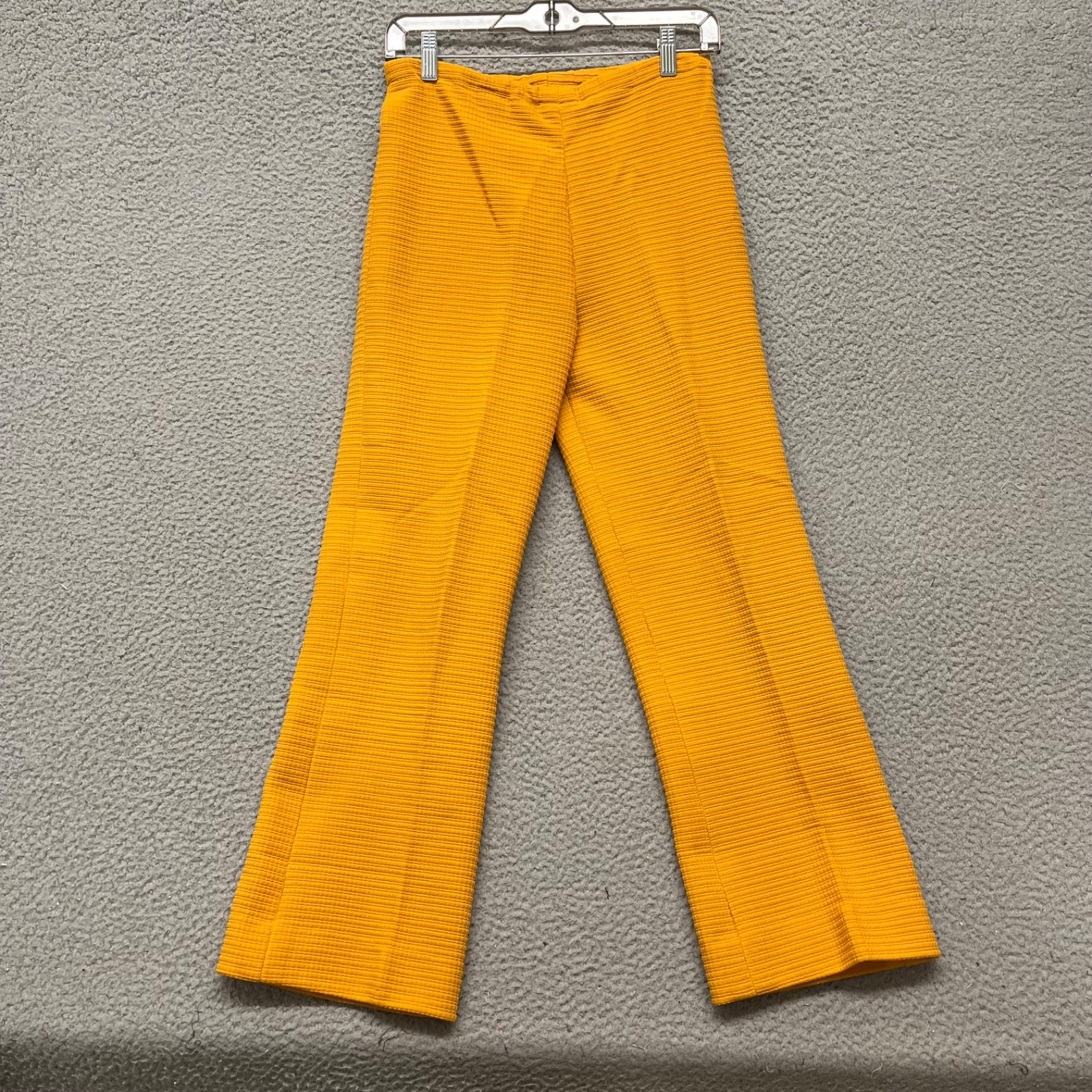 60&rsquo;s Leisure Pant Set Womens S Marigold Yellow Textured Dacron Polyester 70&rsquo;s