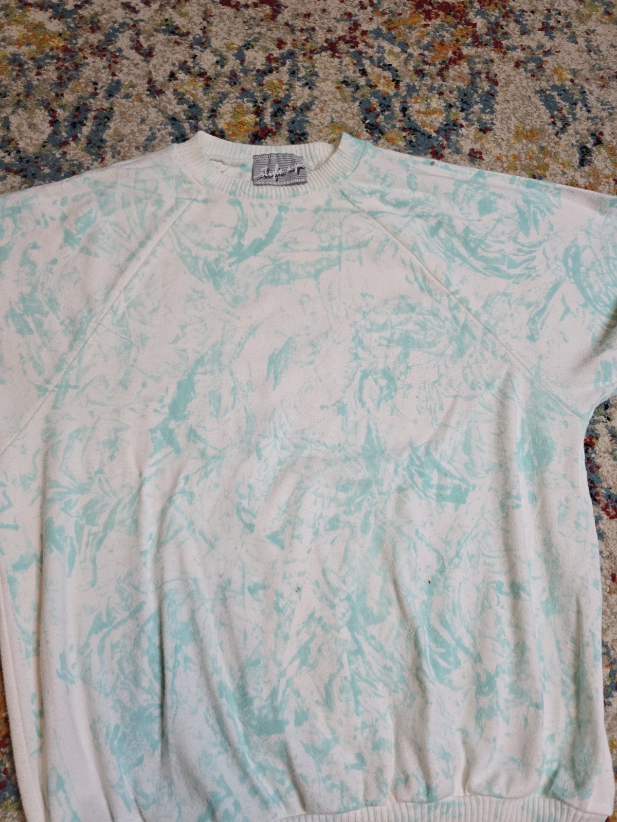 Vintage 80&rsquo;s Style Up California Short Sleeve Sweatshirt Tie Dye Acid Wash M/L