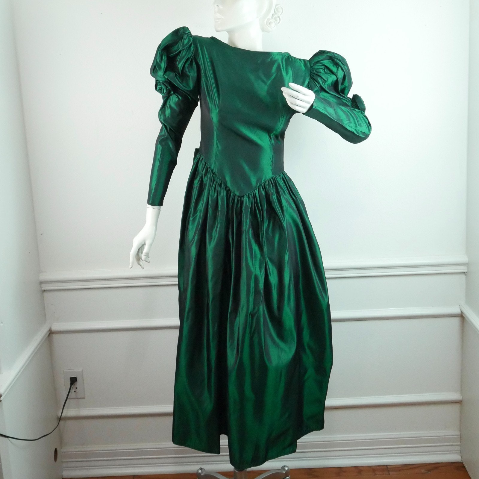 Vintage XS Gown 90s Dress Puff Sleeve Castlecore Regency Formal Costume Cosplay
