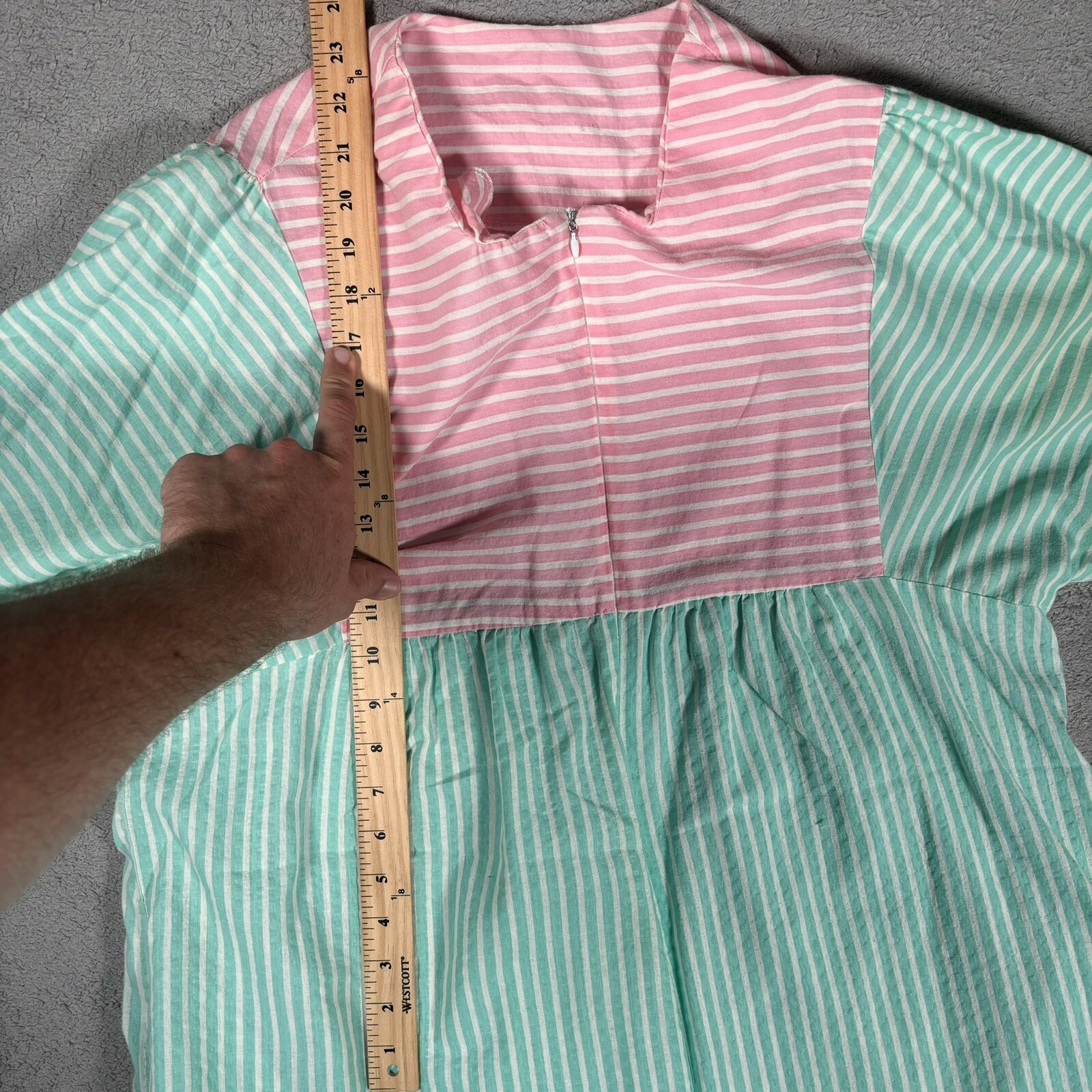 Vintage House Dress Pastel Color Block Bright Mumu M/L Relaxed Fit Knee Length