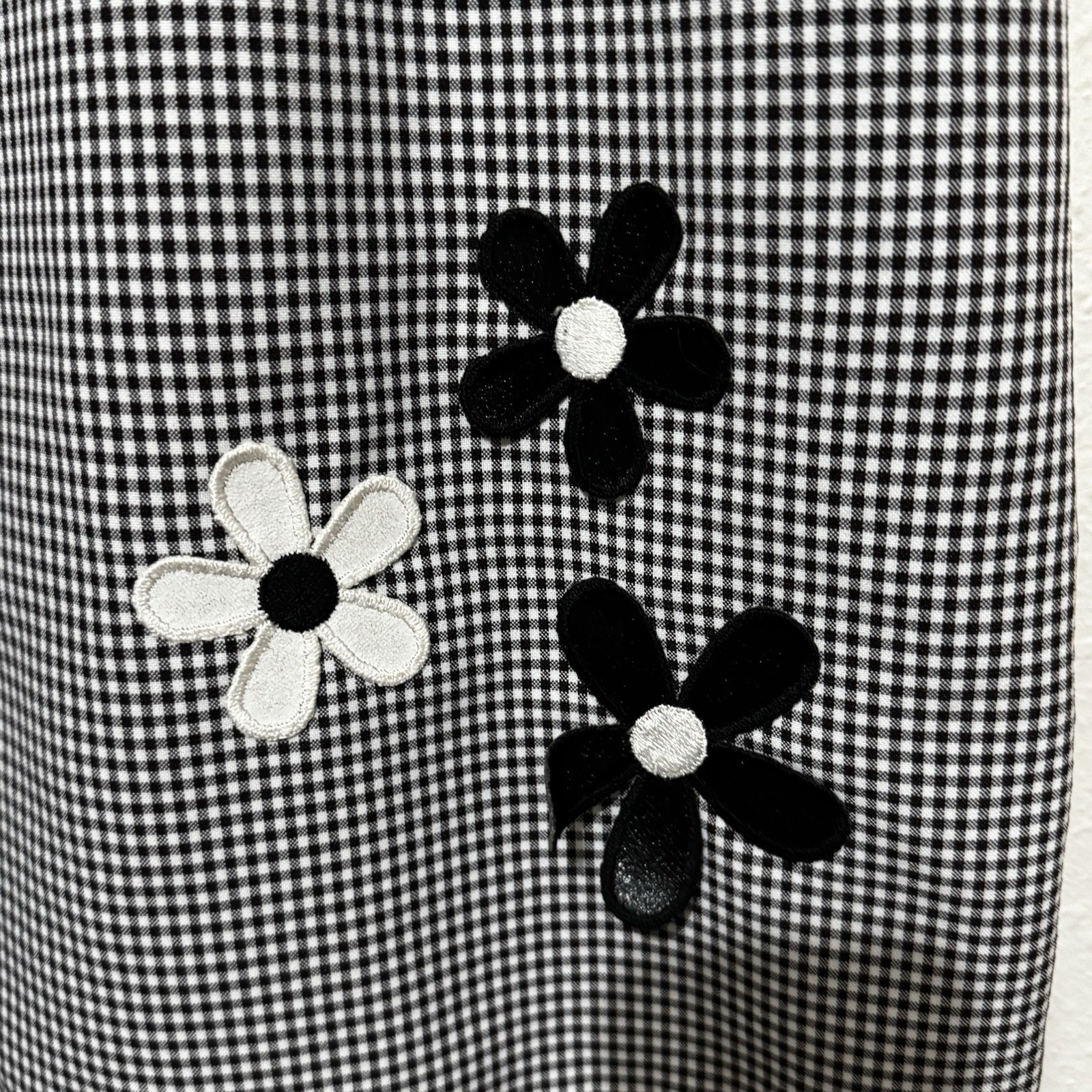 Vintage Y2K 90s does 60s Gingham Mini Dress daisies size Small A. Byer Mod Gogo