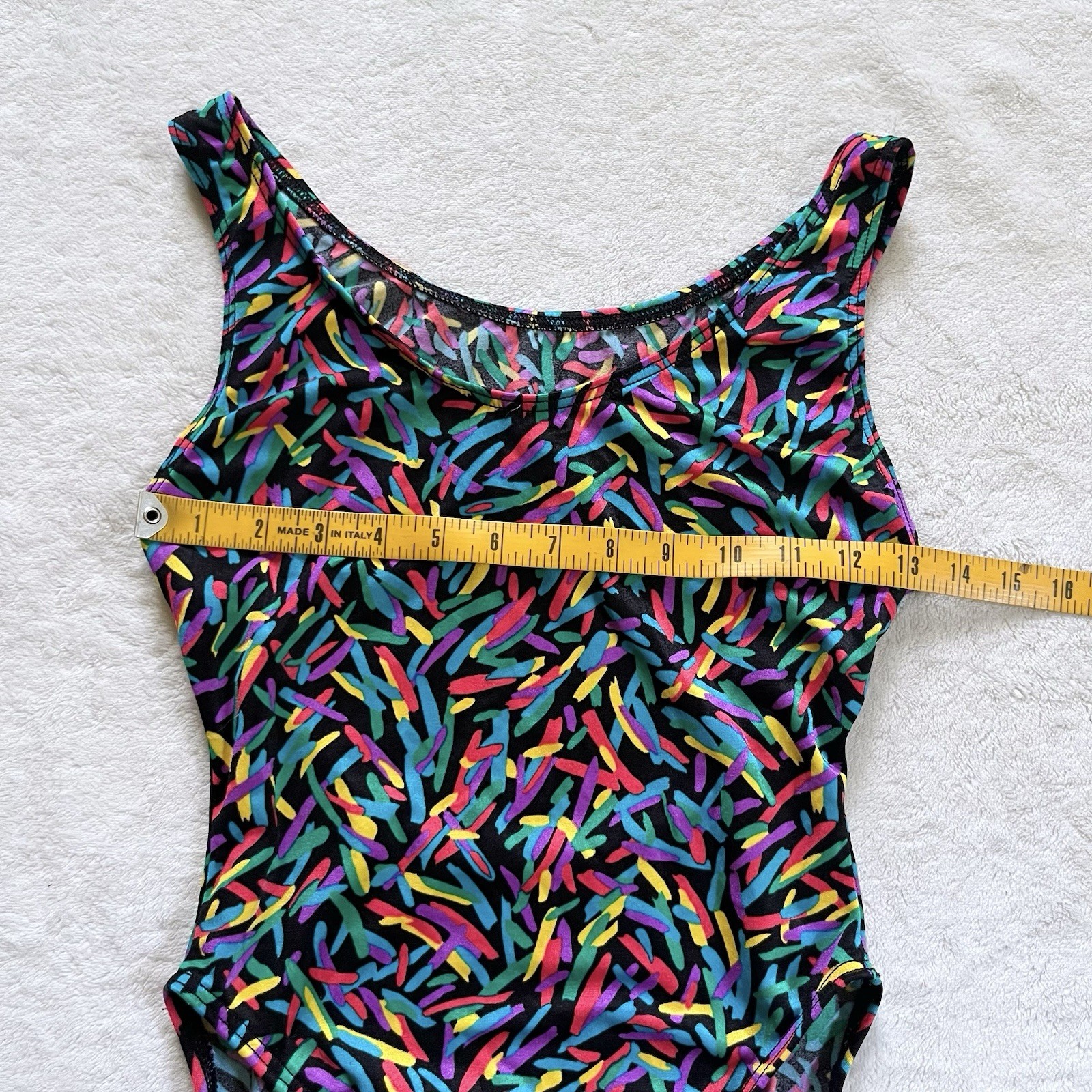 90s Vintage Multicolor High Cut One Piece Swimsuit Large