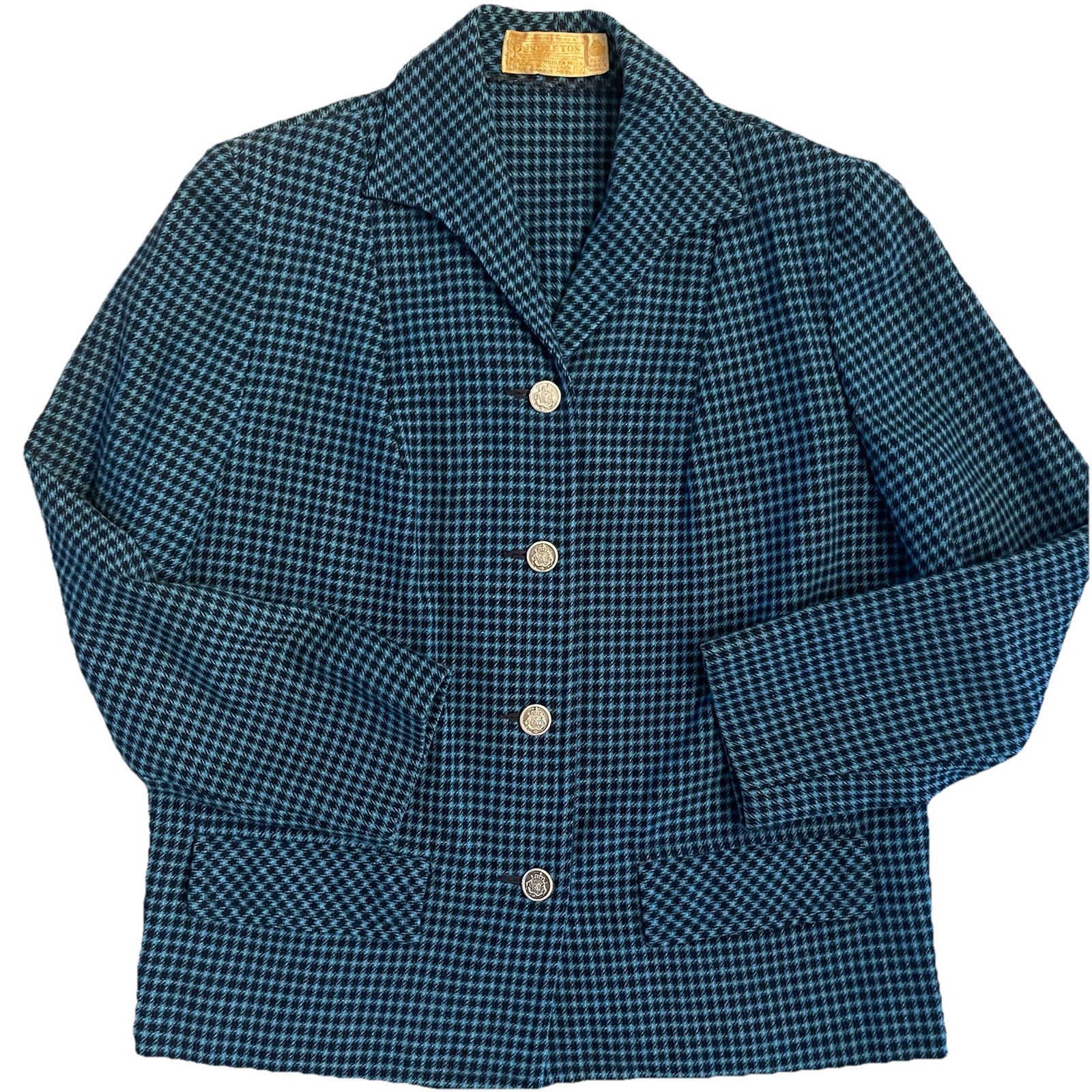 VTG Pendleton Wool Sleeveless Sheath Dress & Jacket 70s Size 12 Houndstooth