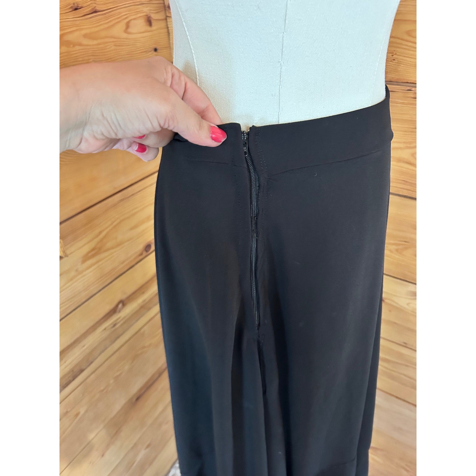 Vintage Maxi Skirt Women Large Black Trumpet Mermaid Flared Raw Hem Handmade
