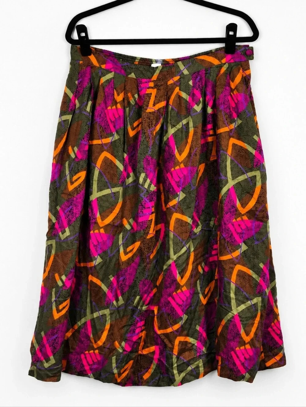 Vintage 80s 90s Summit Too Abstract Art Deco Midi Skirt Plus 20W USA Colorful