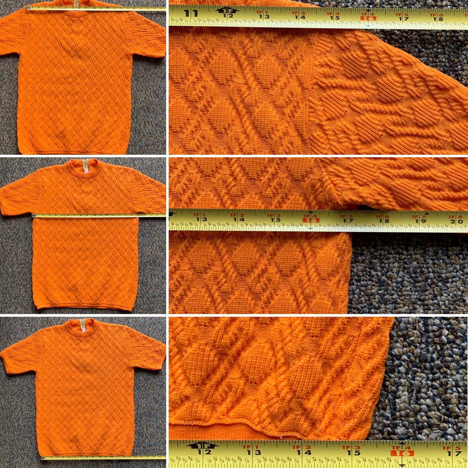 Vintage Miss Holly Top Orange Polyester Short Sleeve Made in Hong Kong size 38