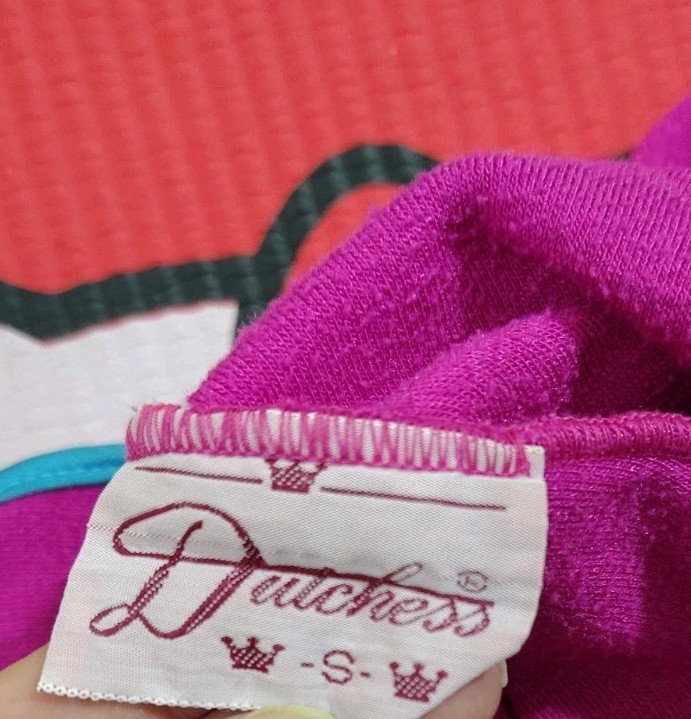 Vintage Dutchess Terry Cloth 60s Gown Hot Pink Sm Teal TrimMaxi Stretch Bodycon
