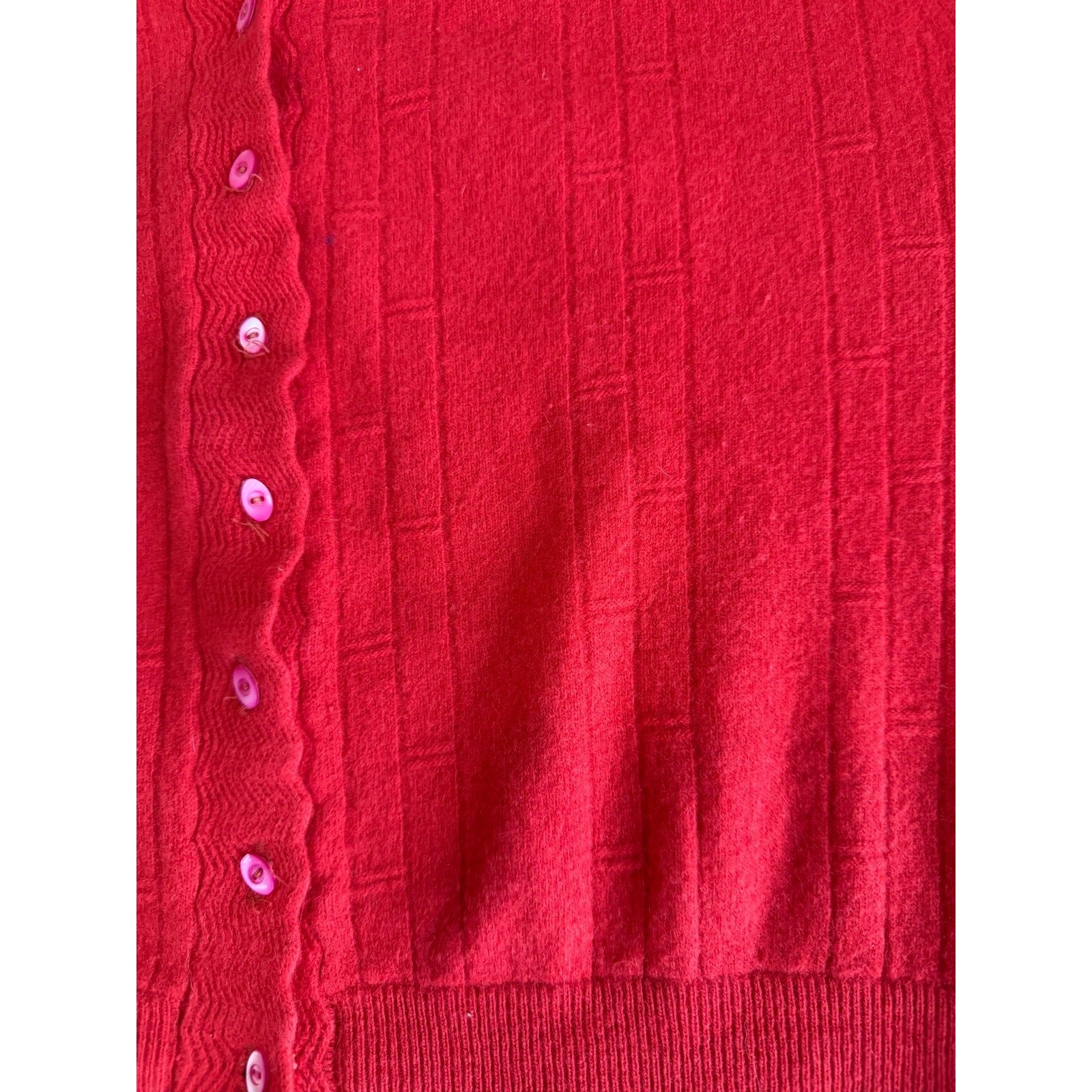 Vintage Cardigan Angora rabbit, Wool Red preppy Japan Classic Sz-40 fits S/M