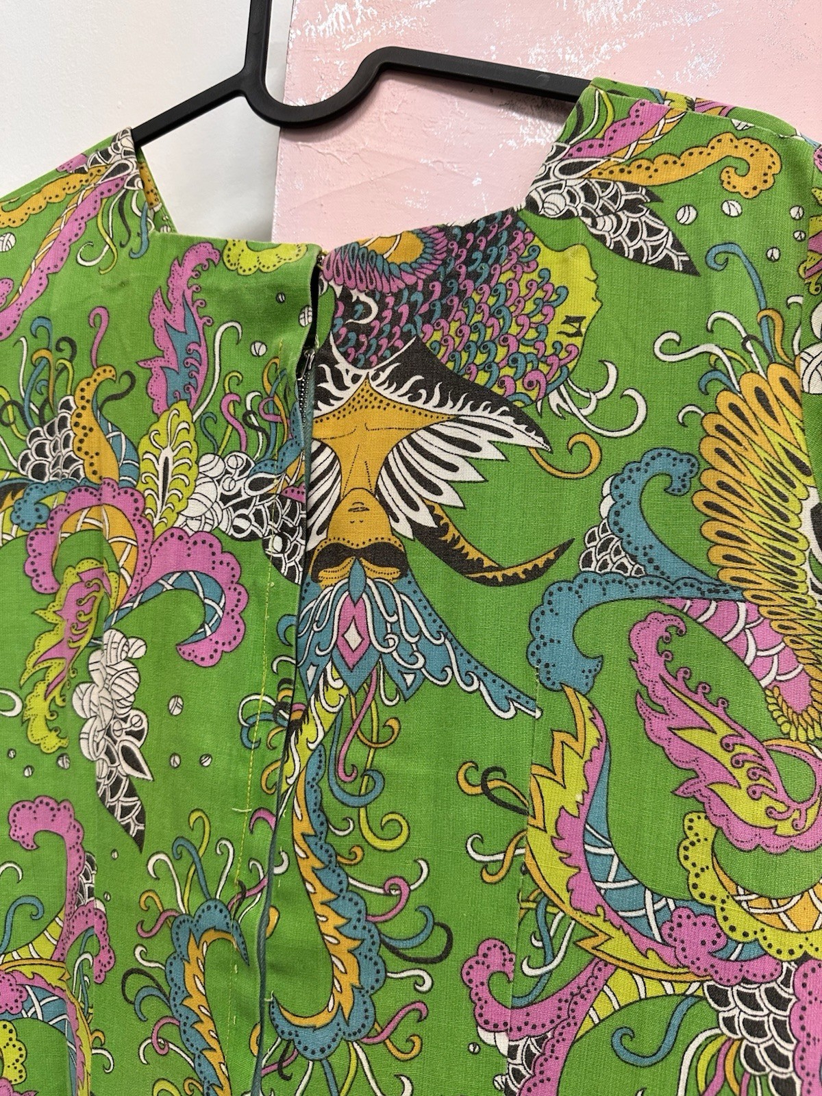 60s Vintage Psychedelic Print Disco Cotton Handmade Maxi Dress Women&rsquo;s Size M L