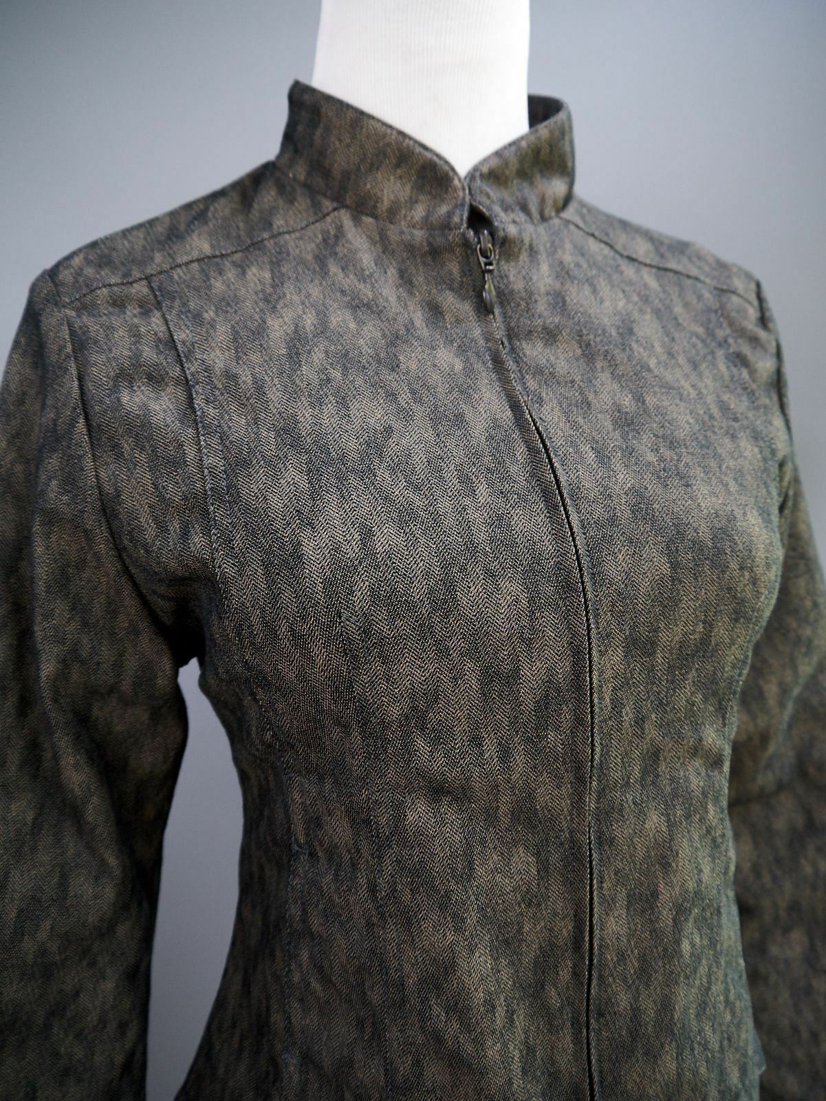 VTG Kenzo Jungle Fitted Racer Jacket Coat Graphic Tattoo Print Stripe Lining XS