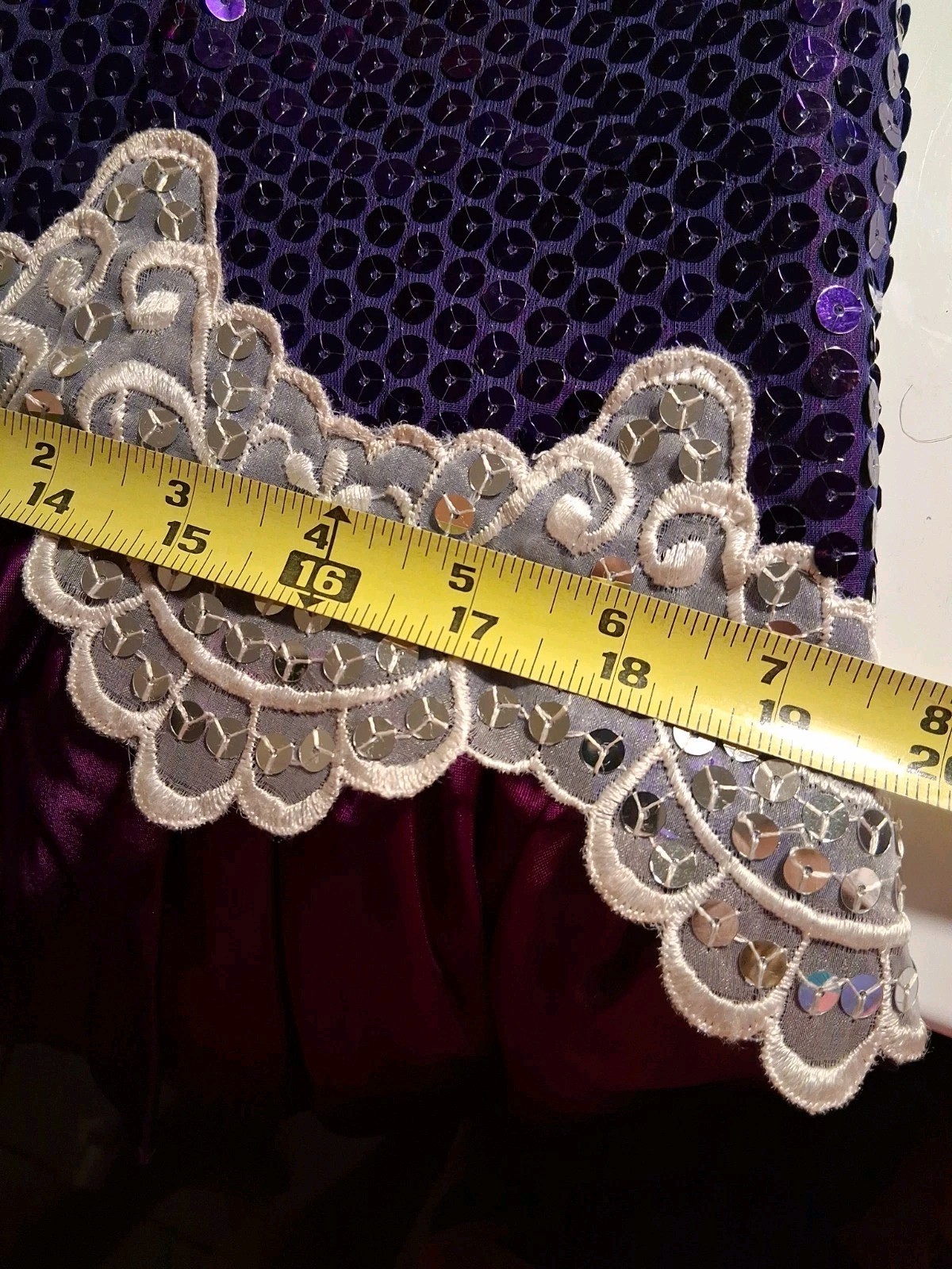 1980s Purple Sequin Ruffle High-Low Hem Party Salsa Dress Flirtations By Angelo