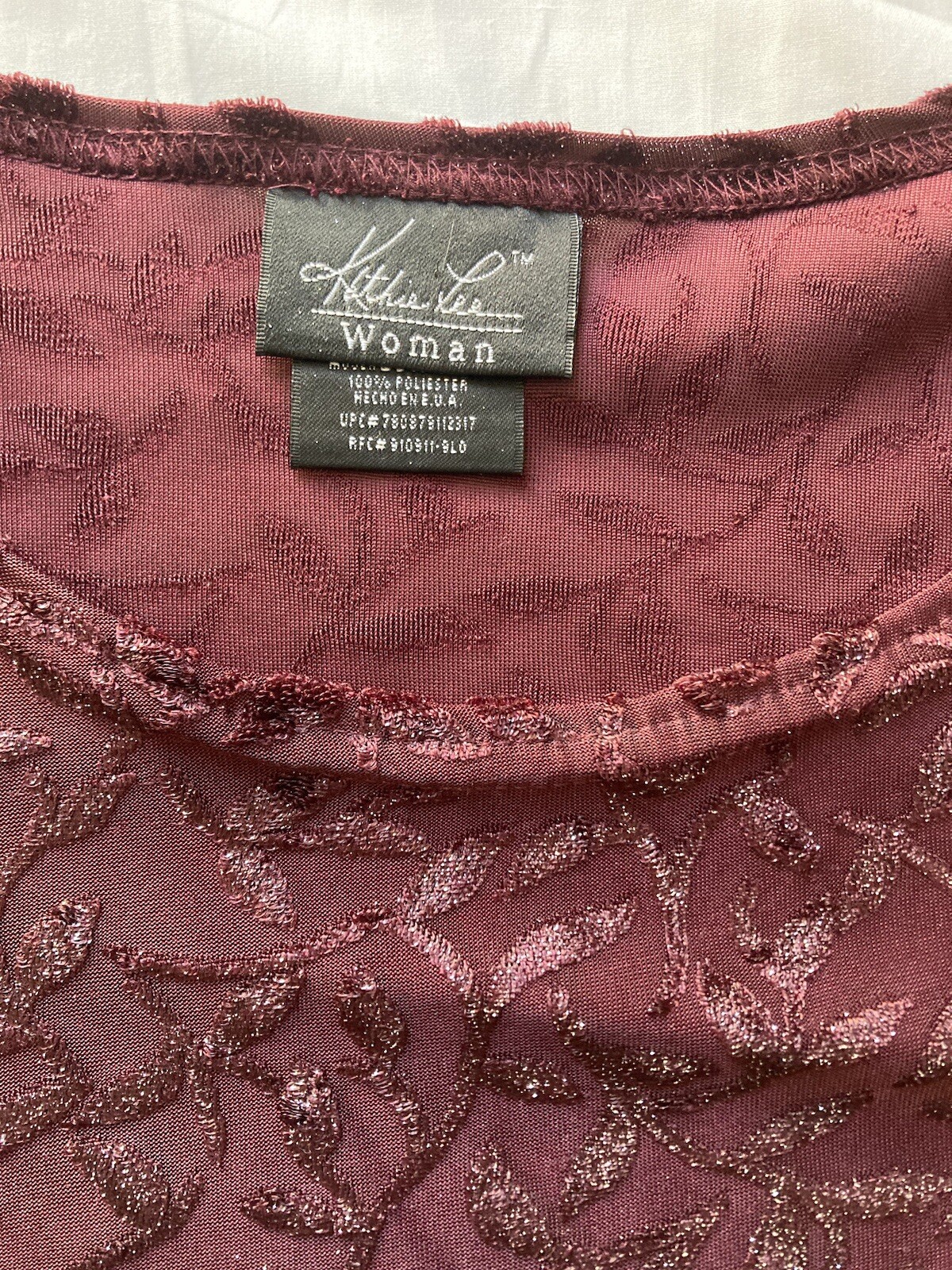 Vintage Women’s Kathie Lee Sparkling Pattern Maroon Blouse Top Size 26/28 3X