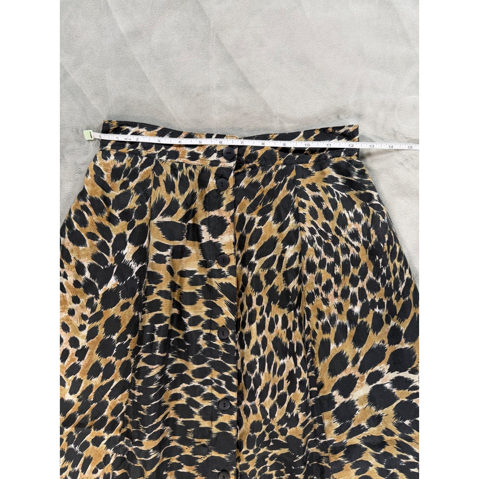Anna & Frank VTG Y2K 100% Silk Leopard Print A Line Mini Skirt Office Siren Sz S