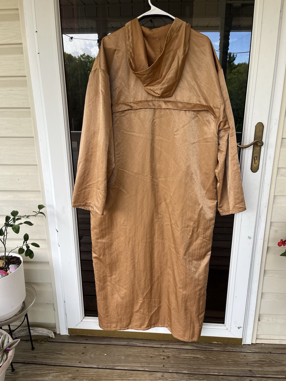 Rare Linda Lundstrom Metallic Bronze LaParka Oversized Hooded Trench Coat M