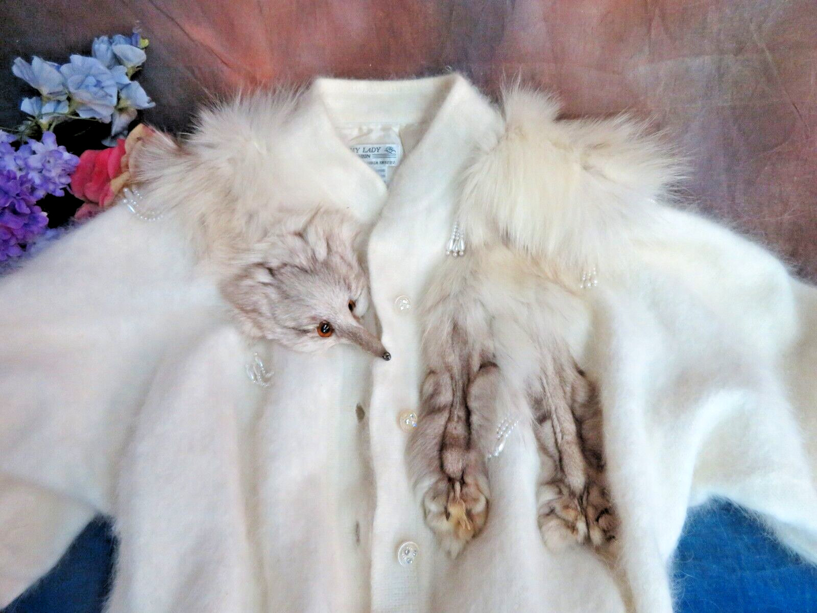 Sweater Jacket Angora and Fox Fur cocoon Batwing Art Deco Flapper style My Lady