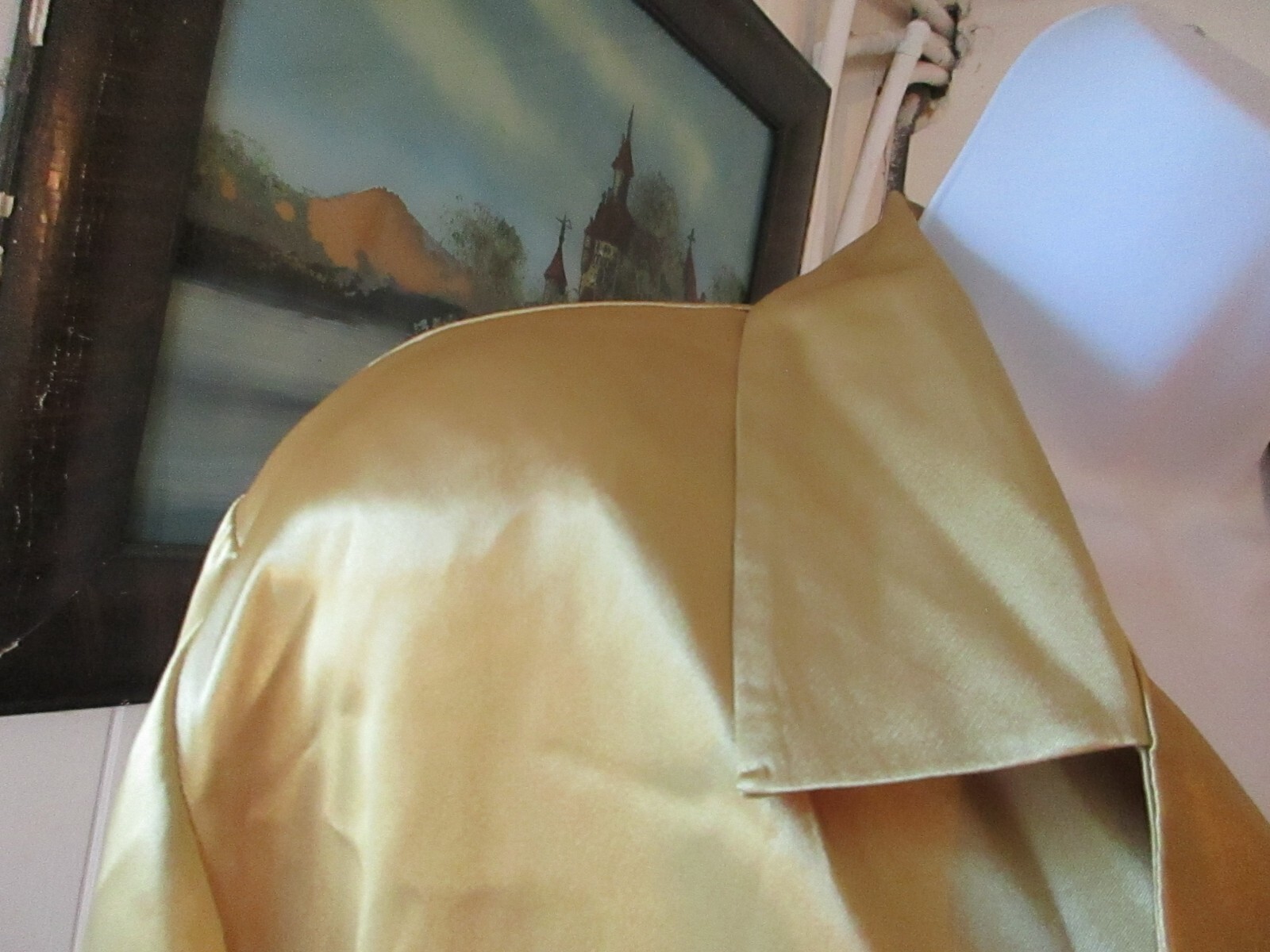 Vintage Joan Leslie 18 Plus Gold Button up Poly Satin Blouse Long sleeve AS-IS