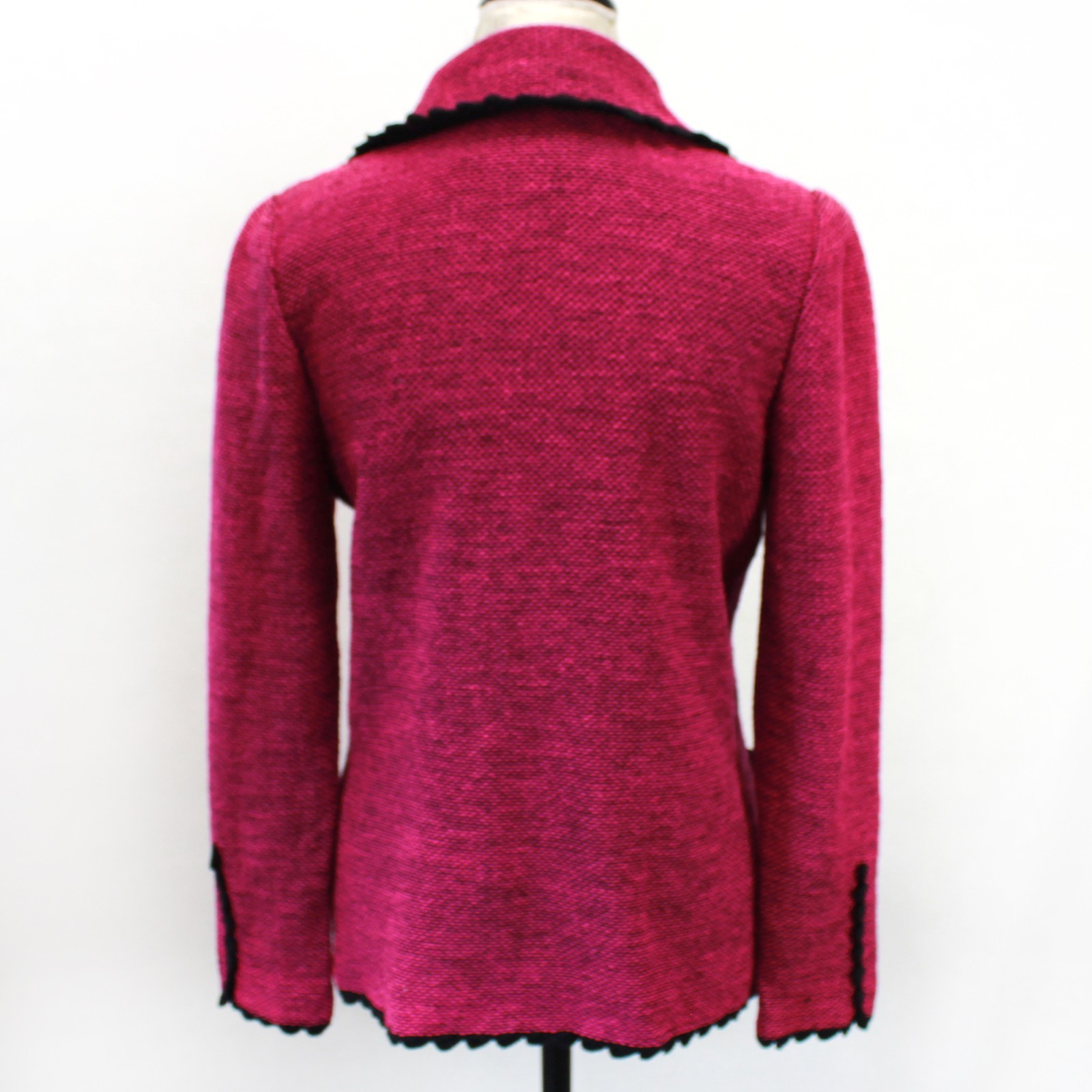 Vintage Pink Blazer Old Money Knit Cardigan Button Preppy Shoulder Pads USA M