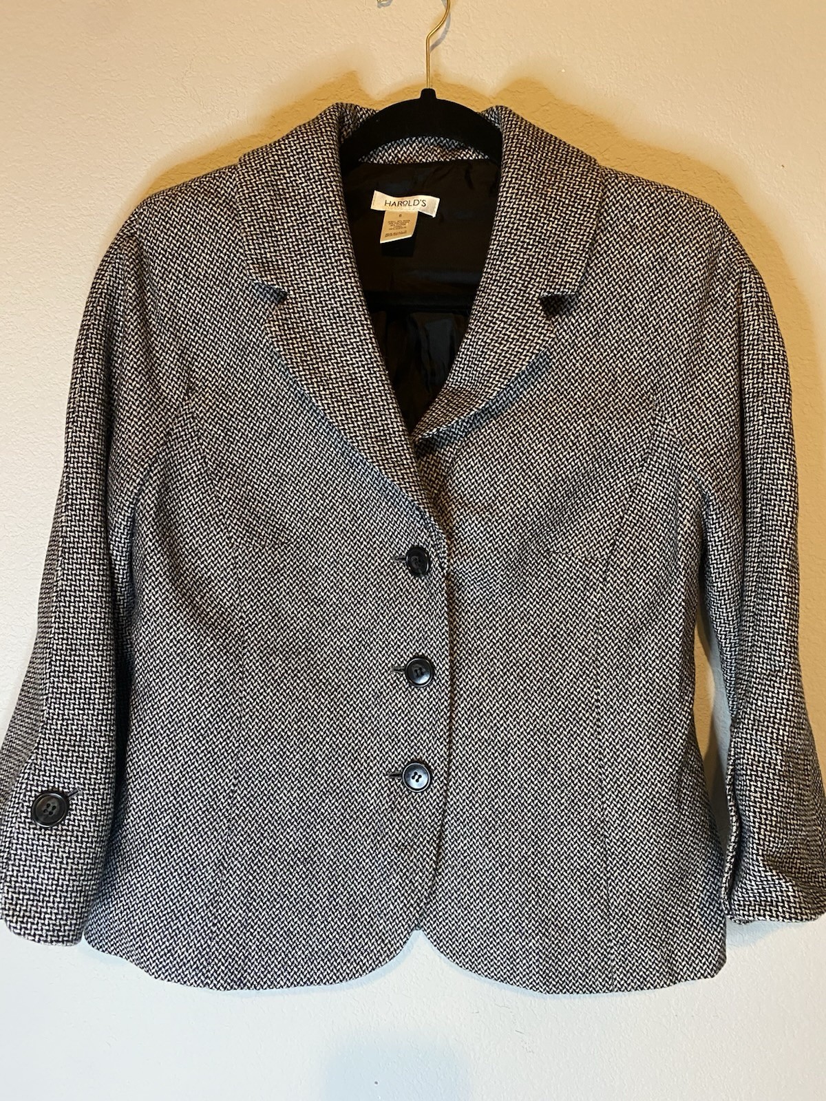 Harold&rsquo;s Womens Blazer Tweed Size 6 Old Money Dark Academia Library Core