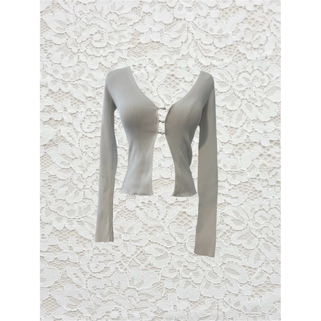 vintage express white button front long sleeve top/cardigan