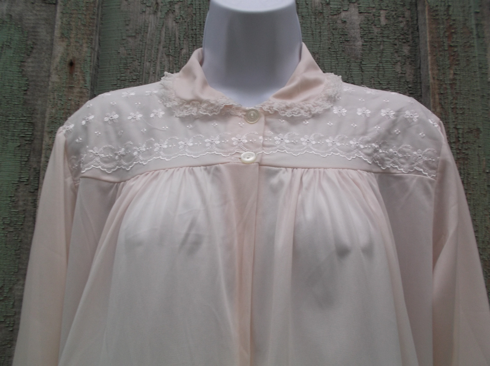 VTG Philmaid Bedjacket M L Pink All Nylon 36/38 Eyelet Lace Peter Pan Collar VFG