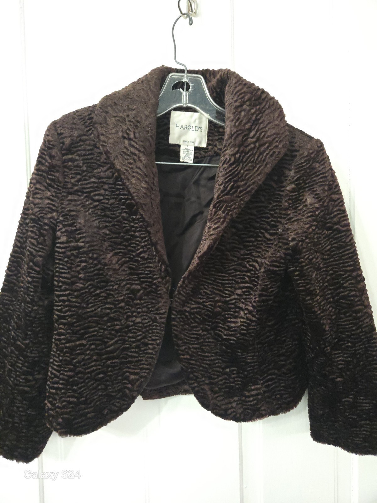Harolds Vintage Women&rsquo;s Faux Lambwool Jacket Size M Brown