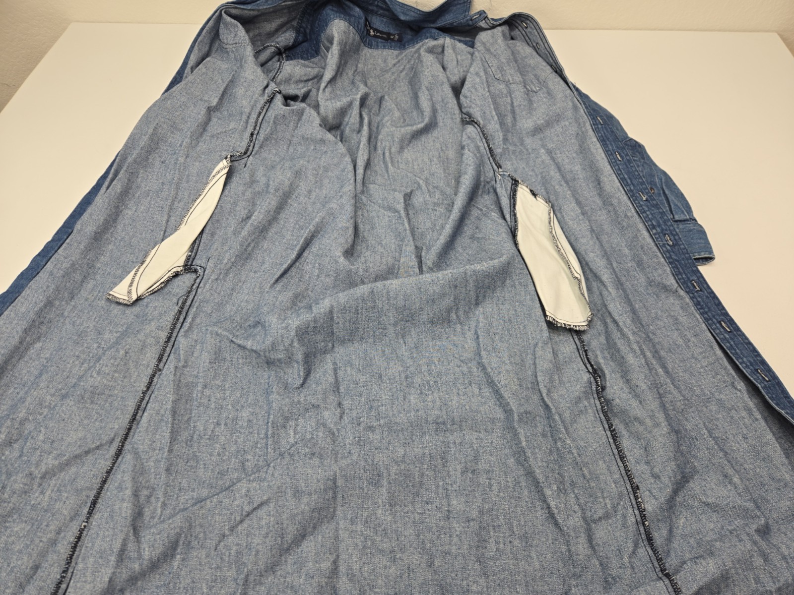 Vintage Ralph Lauren Denim Button Down Maxi Dress Duster Made In USA Size 12
