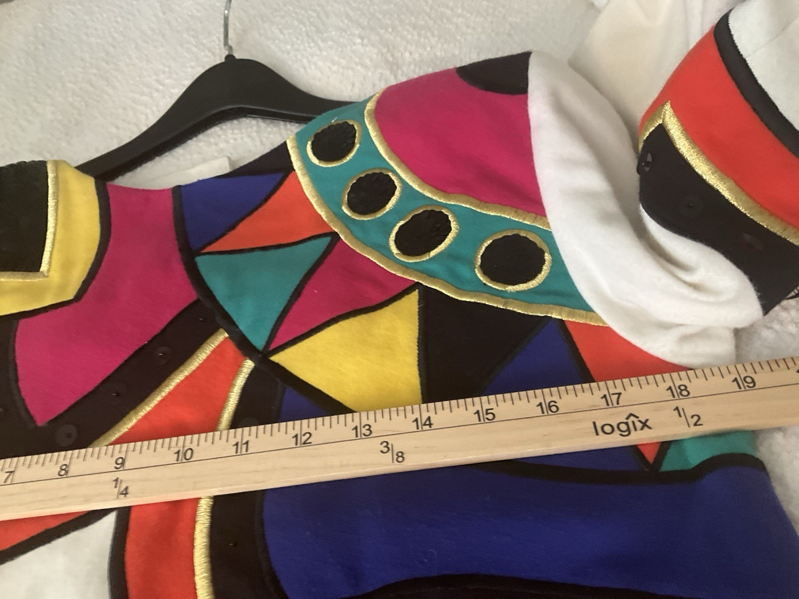 Vtg 80s IBE Colorblock Appliqué Sequin Shift Dress Sz 10 Cream Geometric Artwear