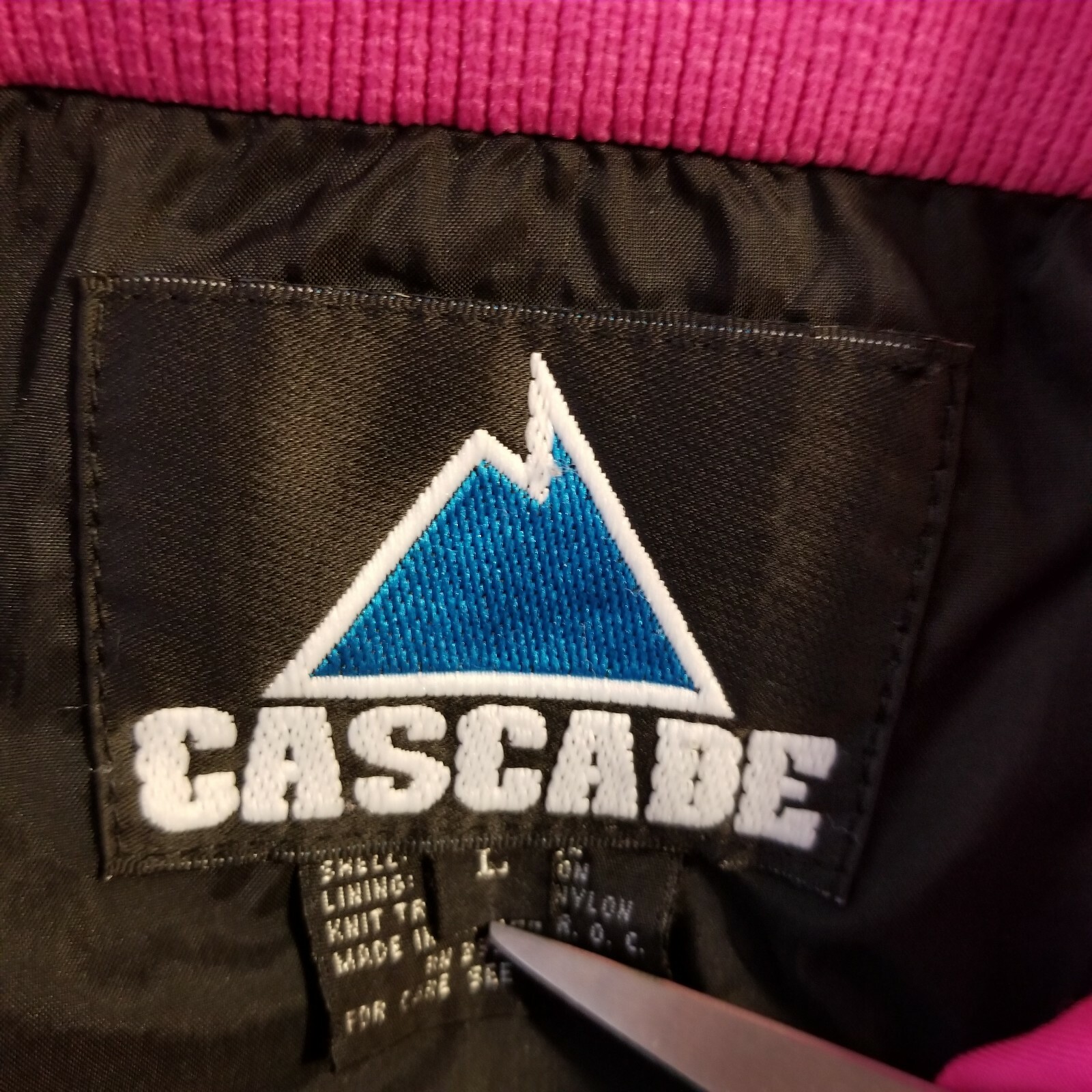Vintage 80s Track Jacket Large Colorblock Unisex Black Neon Pink Blue