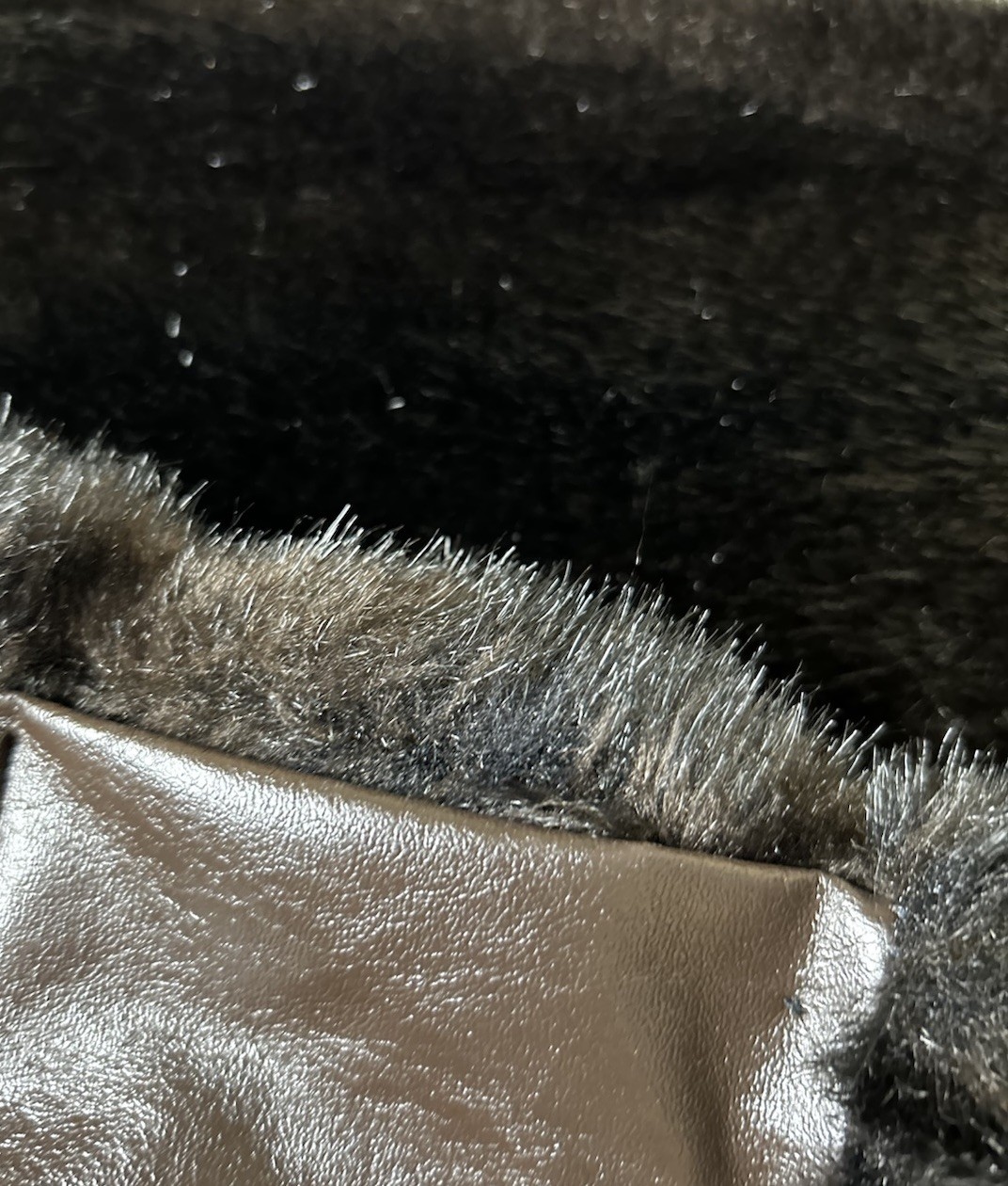 VTG Faux Fur Mid Length Coat Size READ Dark Brown Notch Collar Lined Pockets