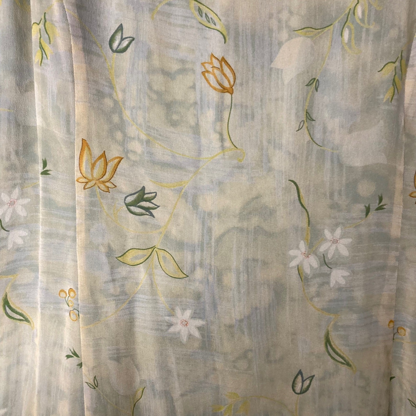 Ballinger Gold Vintage 100% Silk Embroidered Floral Midi Sheath Dress L