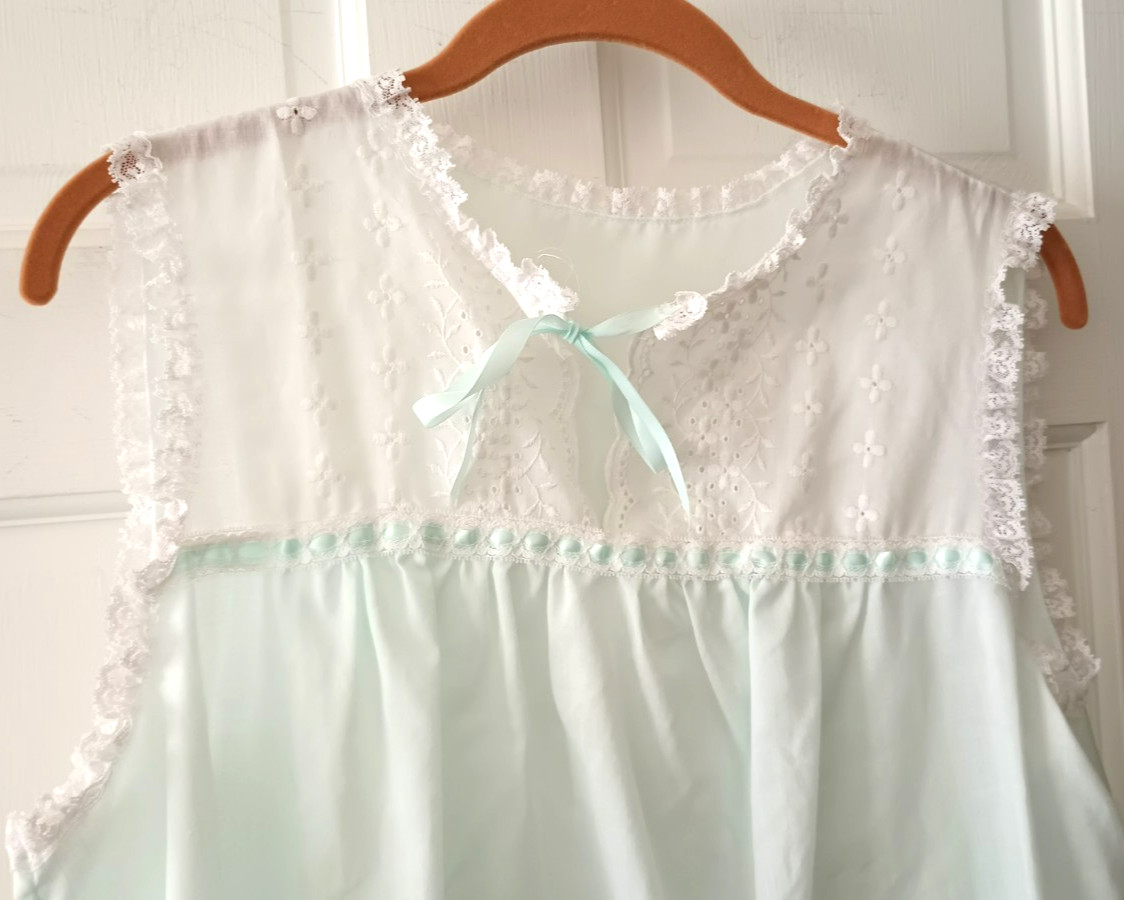 Vtg Sears Nightgown & Robe Set Powder Blue Modest Feminine USA Made Medium