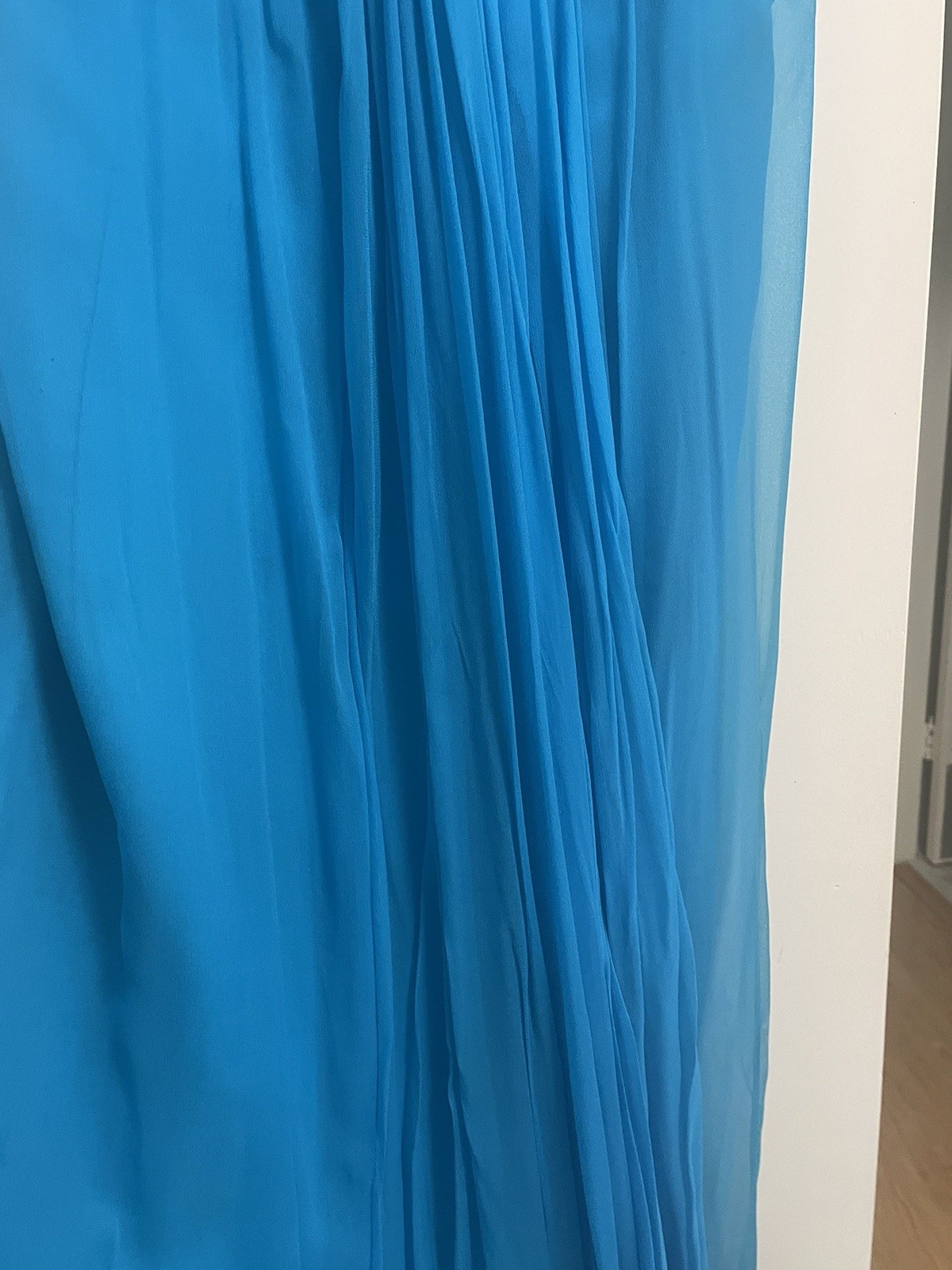 Bonwit Teller Aqua Silk Chiffon Evening Gown Spaghetti Straps 1960&rsquo;s Size Small