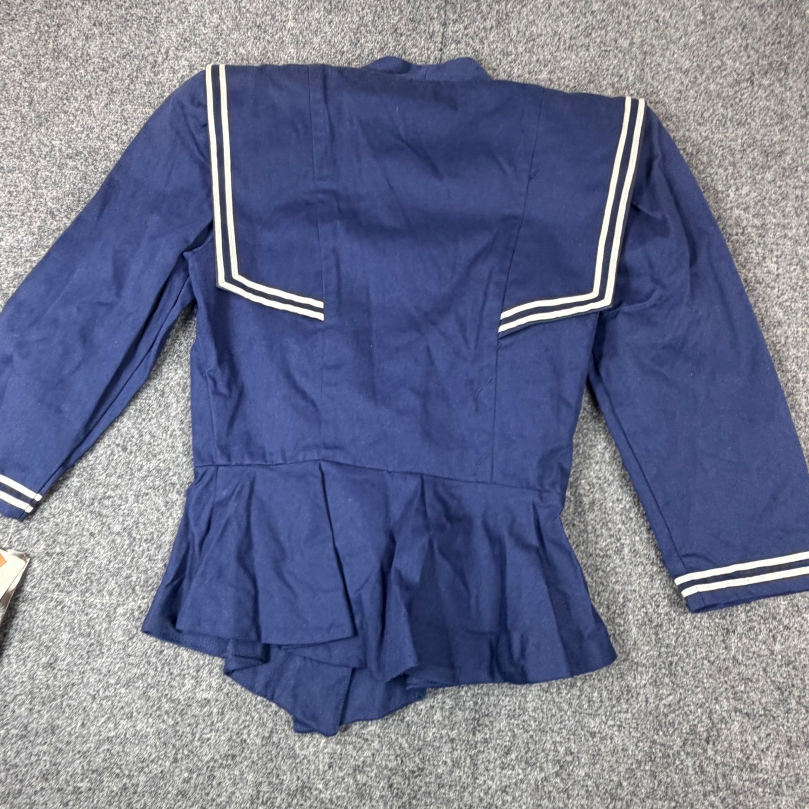 Vintage First Focus Navy Blue Sailor Jacket Peplum Nautical Anchor USA Made NWT