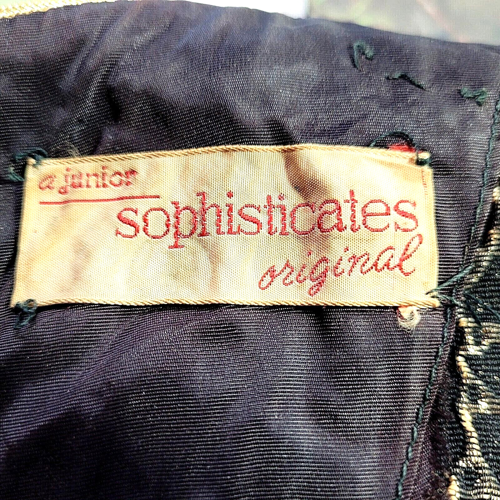 Junior Sophisticates Original-Cocktail Dress 1960s Gold Lame Sleeveless-size 12